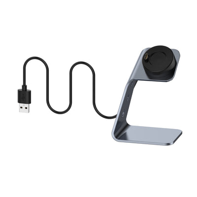 Garmin Venu 3 / Venu 3S / Vivoactiv 5 -kellon latausteline Alumiiniseoksesta valmistettu latausteline, jossa on datatoiminto - Oikea portti - Vasen Satama / Harmaa