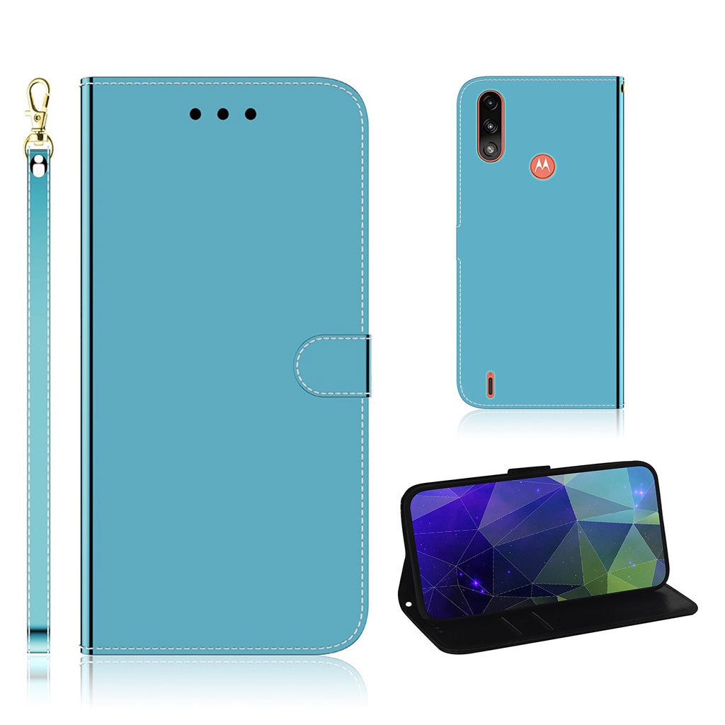 Mirror Motorola Moto E7 Power flip case - Sininen