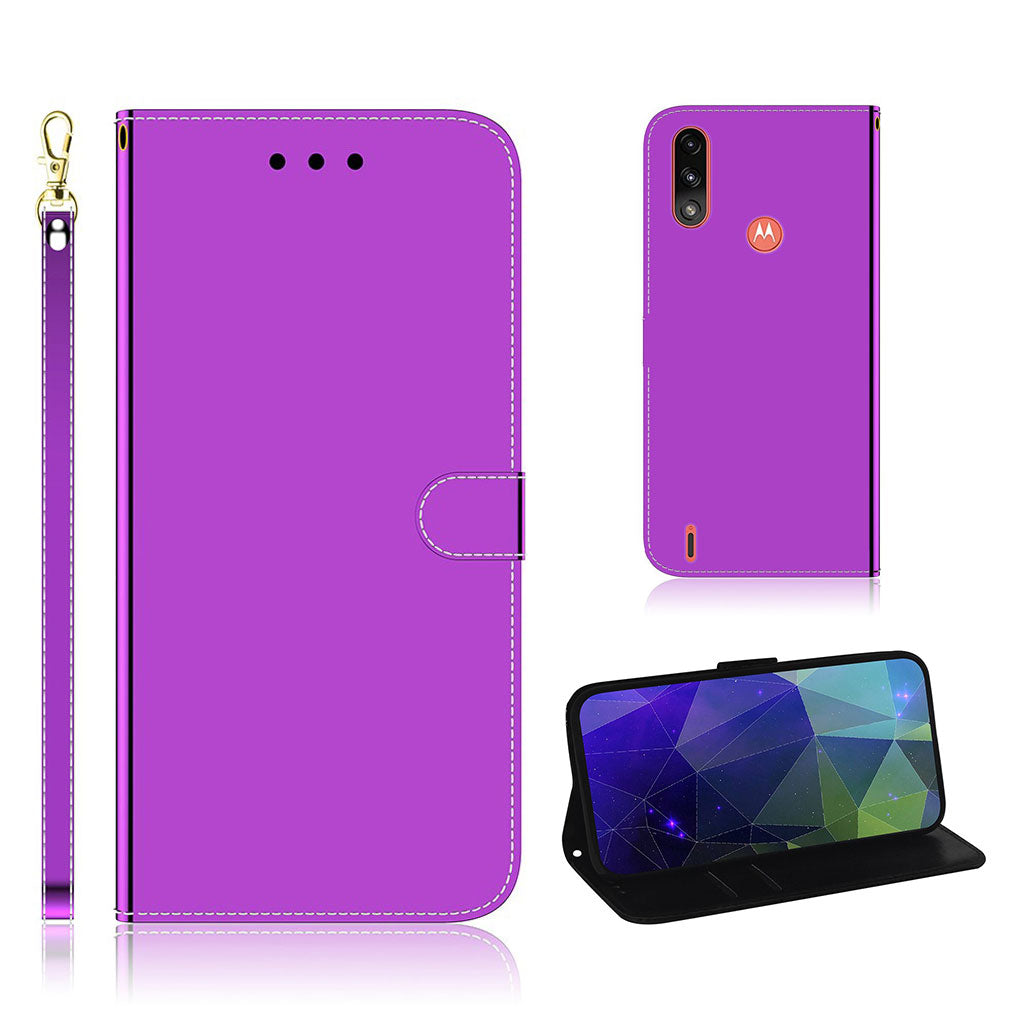 Mirror Motorola Moto E7 Power flip case - Violetti