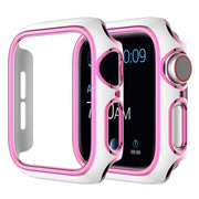 Kiiltävä väri koriste kansi Apple Watch Series 3/2/1 42mm - Valkoinen / Pinkki