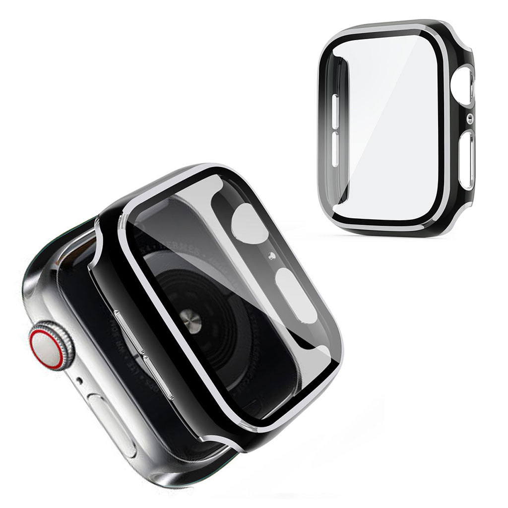 Apple Watch Series 3/2/1 38mm viileä kehys karkaistulla lasilla - Musta / Hopea