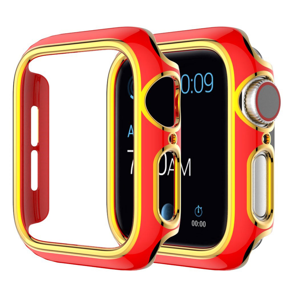 Kiiltävä väri koriste kansi Apple Watch Series 3/2/1 38mm - Punainen / Kulta