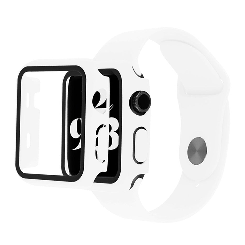 Apple Watch Series 6 / 5 40mm suojus karkaistulla lasilla + kellonauha - Valkoinen