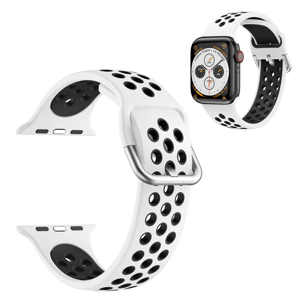 Kaksivärinen silikoninen kellonauha Apple Watch Series 6 / 5 40mm - Valkoinen / Musta