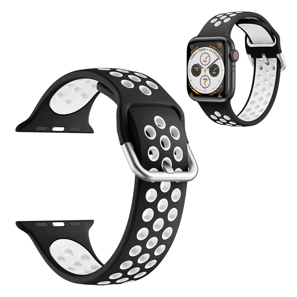 Kaksivärinen silikoninen kellonauha Apple Watch Series 6 / 5 40mm - Musta / Valkoinen