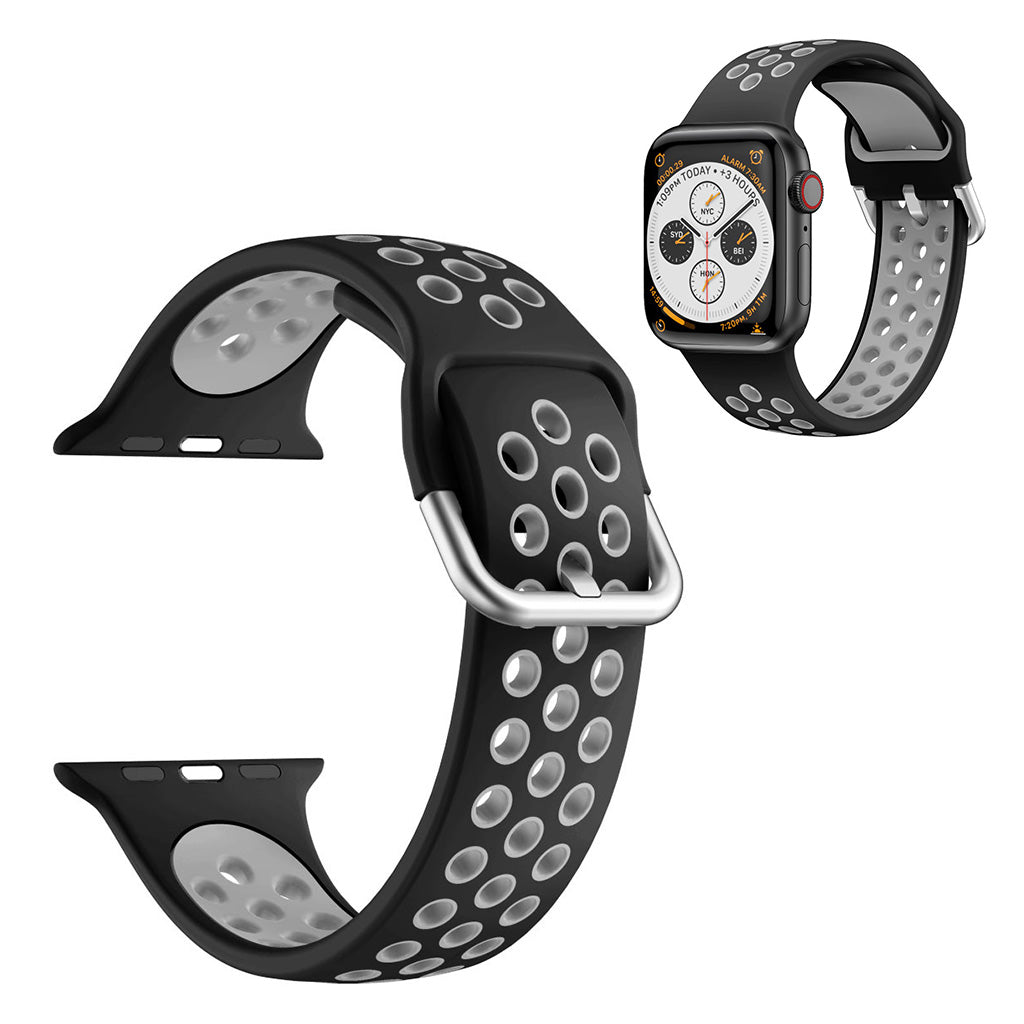Kaksivärinen silikoninen kellonauha Apple Watch Series 6 / 5 40mm - Musta / Harmaa