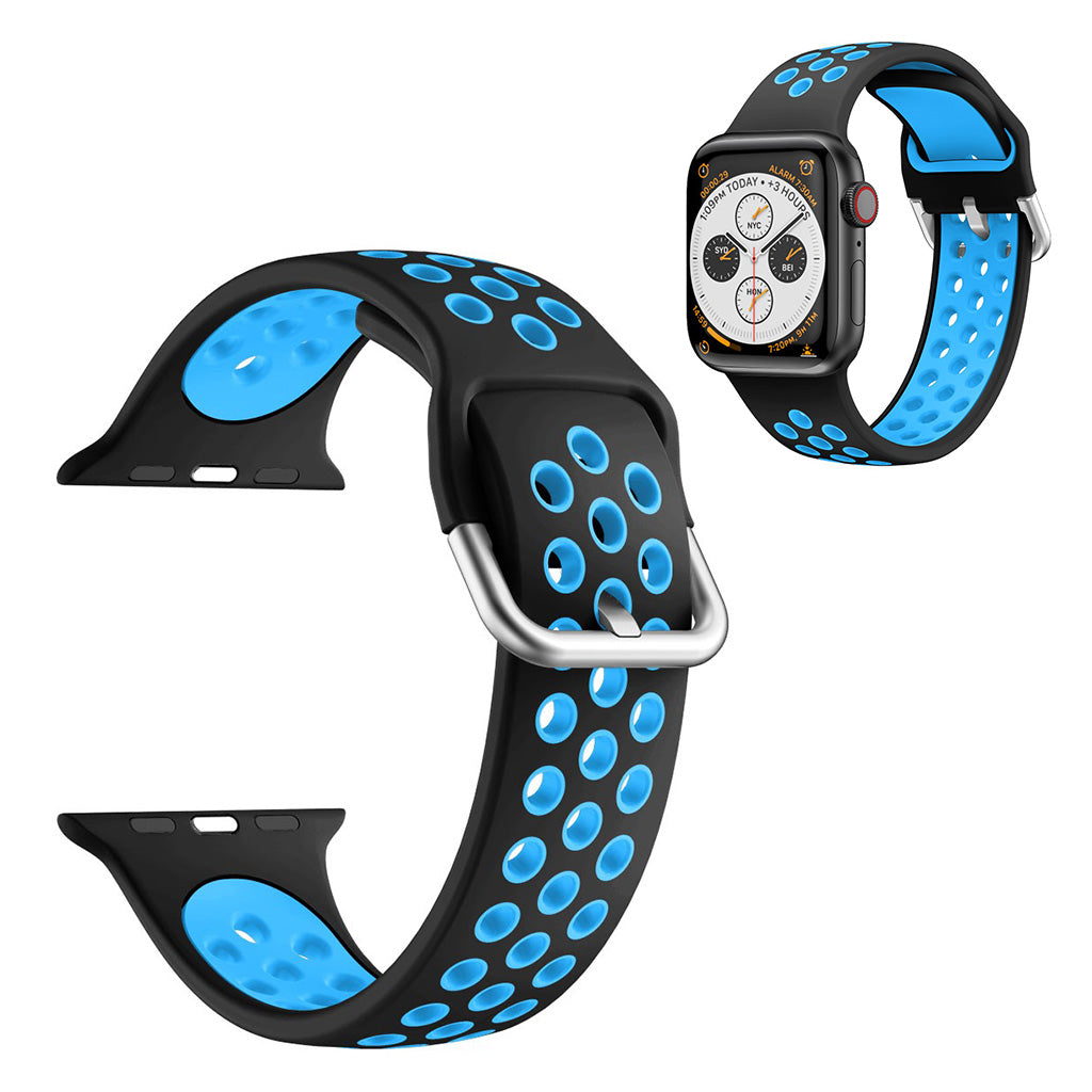 Kaksivärinen silikoninen kellonauha Apple Watch Series 6 / 5 40mm - Musta / Sininen