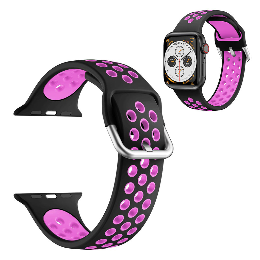 Kaksivärinen silikoninen kellonauha Apple Watch Series 6 / 5 40mm - Musta / Violetti