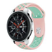 Samsung Galaxy Watch (46mm) kaksisävyinen ontto silikooni muovinen kellon vaihto ranneke - Cyaani/ Pinkki