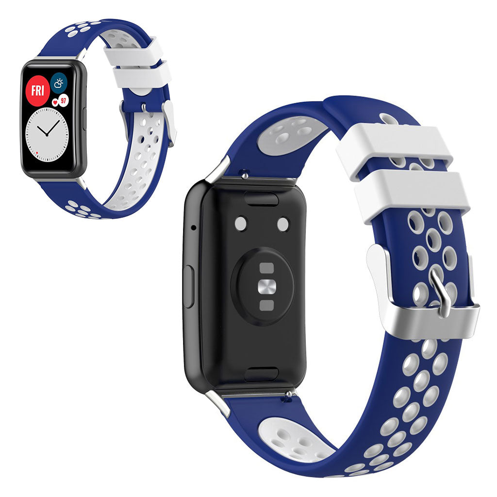 Huawei Watch Fit kaksivärinen silikoninen kellonauha - Musta / Valkoinen