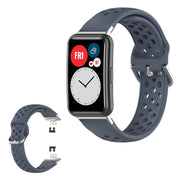 Huawei Watch Fit reikään kaiverrettu silikoninen kellonauha - Harmaa