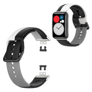 Huawei Watch Fit kolmivärinen silikoninen kellonauha - Musta / Valkoinen / Harmaa