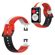 Huawei Watch Fit kolmivärinen silikoninen kellonauha - Punainen / Musta / Valkoinen