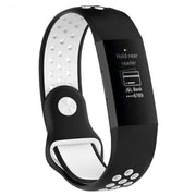 Fitbit Charge 3 ontto kaksisävyinen silikooni muovinen kellon vaihto ranneke - Musta/ Valkoinen