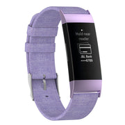 Fitbit Charge 3 kangas pintainen kellon vaihto ranneke klassisella metalli soljella - Violetti
