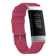 Fitbit Charge 3 kangas pintainen kellon vaihto ranneke klassisella metalli soljella - Punainen
