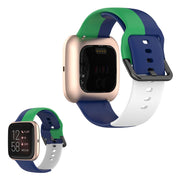Fitbit Versa 2 / Versa Lite kolmivärinen silikonikellonauha - Sininen / Vihreä / Valkoinen