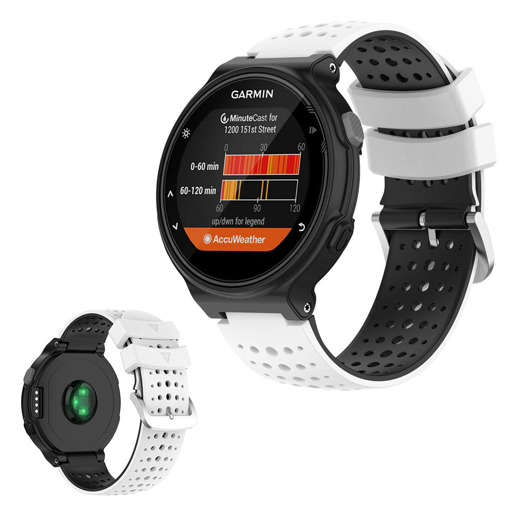 Kaksivärinen silikoninen kellonauha Garmin Forerunner -laitteille - Valkoinen / Musta