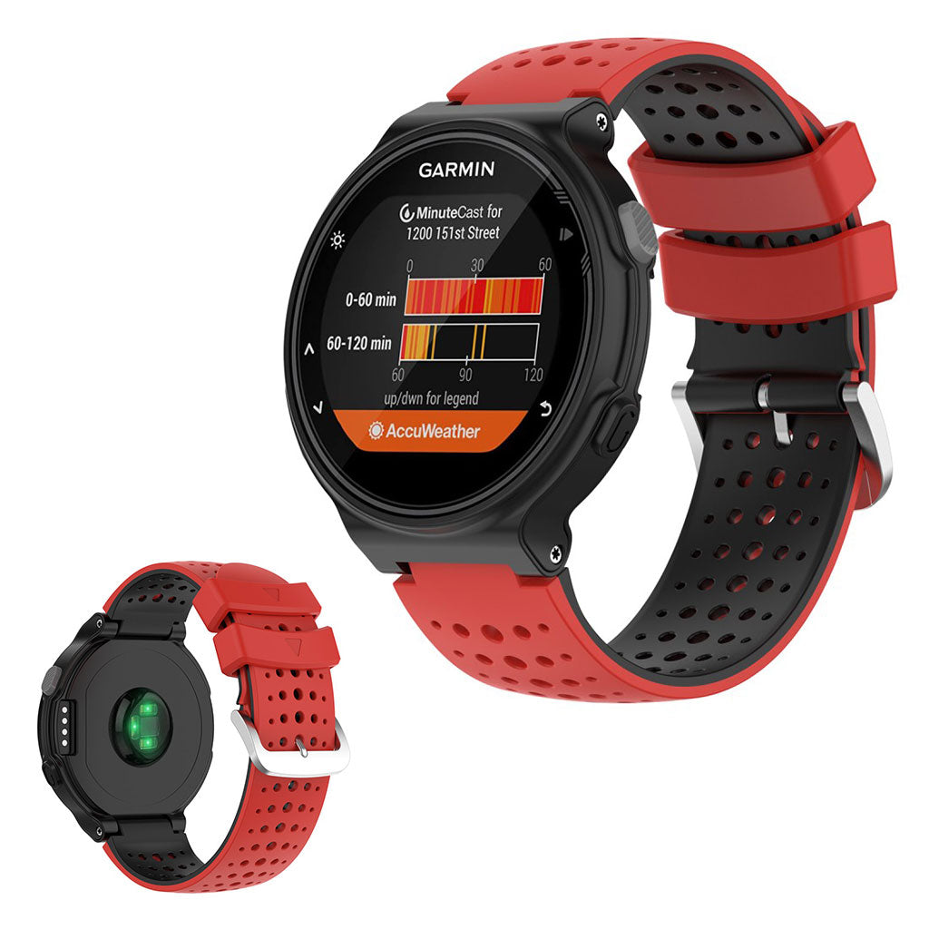 Kaksivärinen silikoninen kellonauha Garmin Forerunner -laitteille - Punainen / Musta