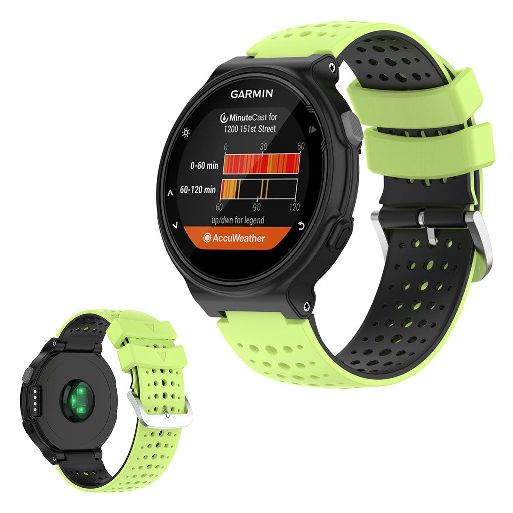 Kaksivärinen silikoninen kellonauha Garmin Forerunner -laitteille - Lime / Musta