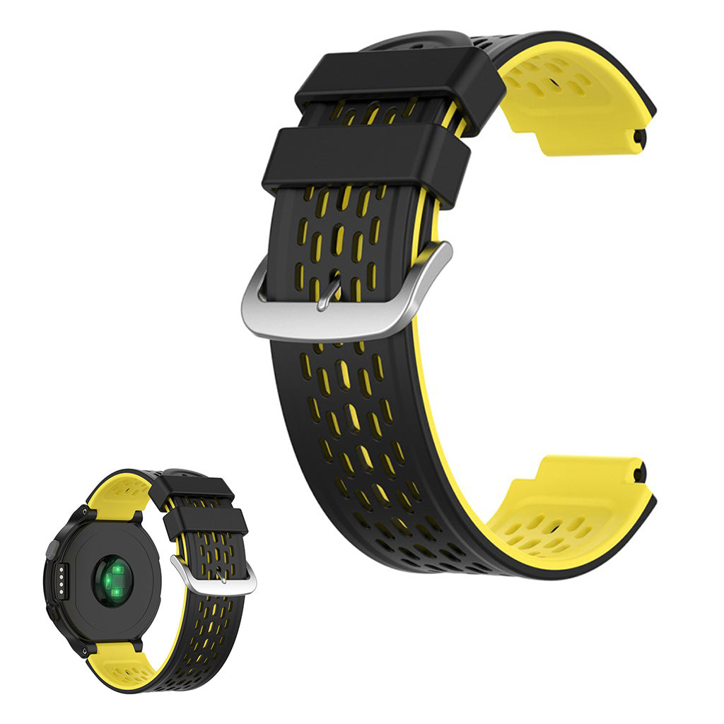 Kaksivärinen silikonikellonauha Garmin-laitteille - Musta / Keltainen
