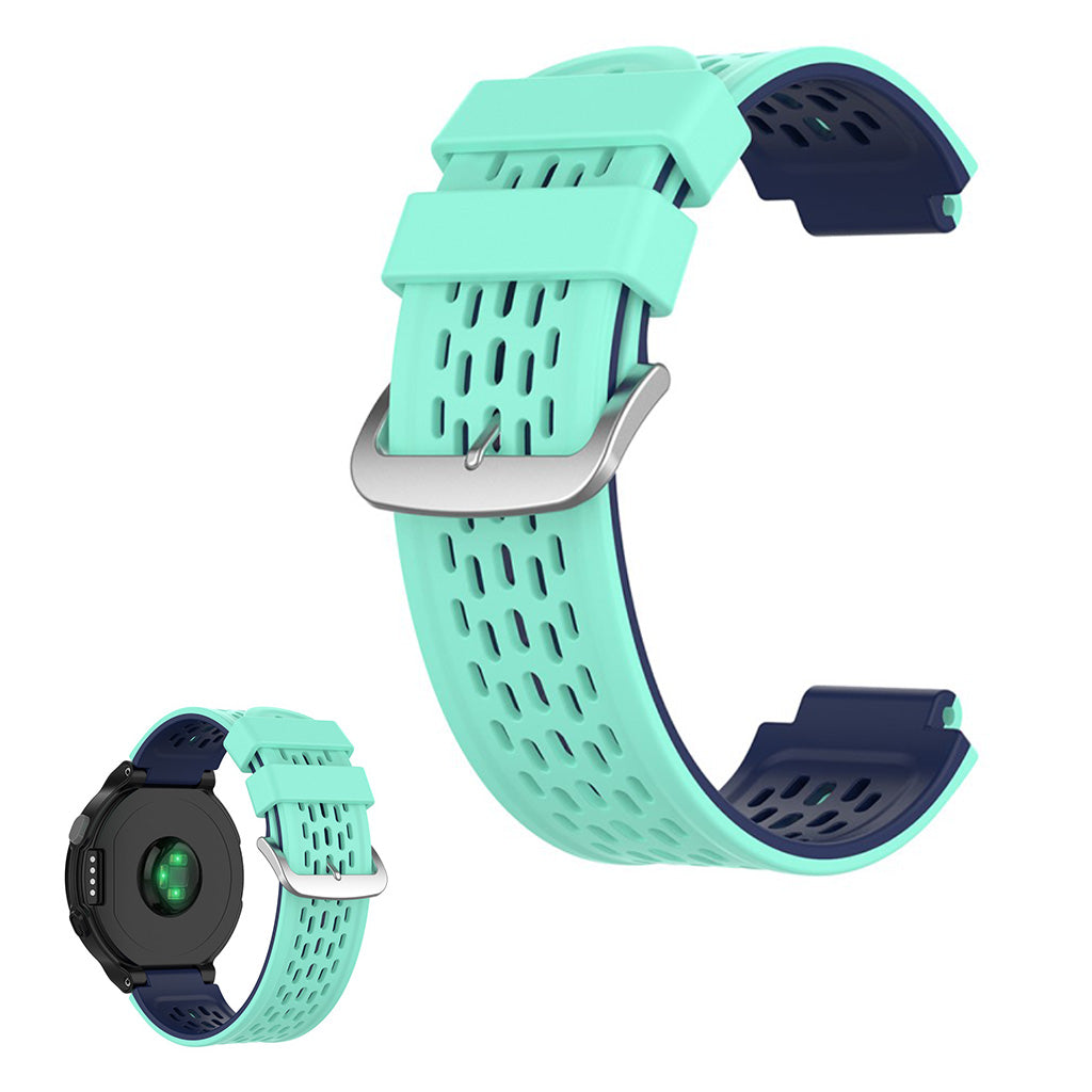 Kaksivärinen silikonikellonauha Garmin-laitteille - Syaani / Tummansininen