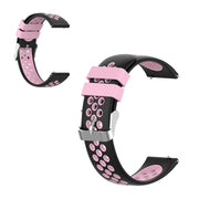 22mm Universal kaksivärinen + silmukka silikoni ranneke - Pinkki / Musta