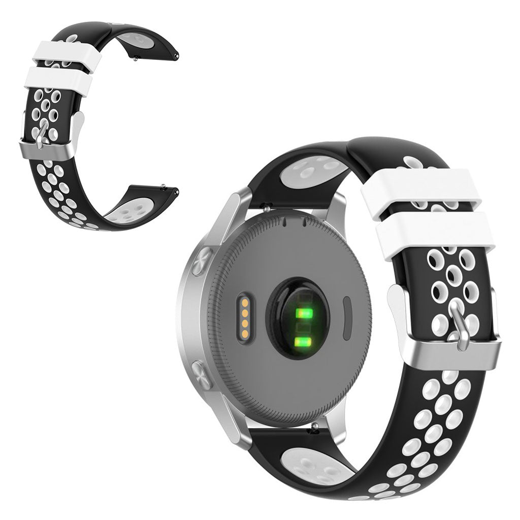 18mm Garmin Vivoactive 4S / Vivomove 3S kaksivärinen silikoninen ranneke - Musta / Valkoinen