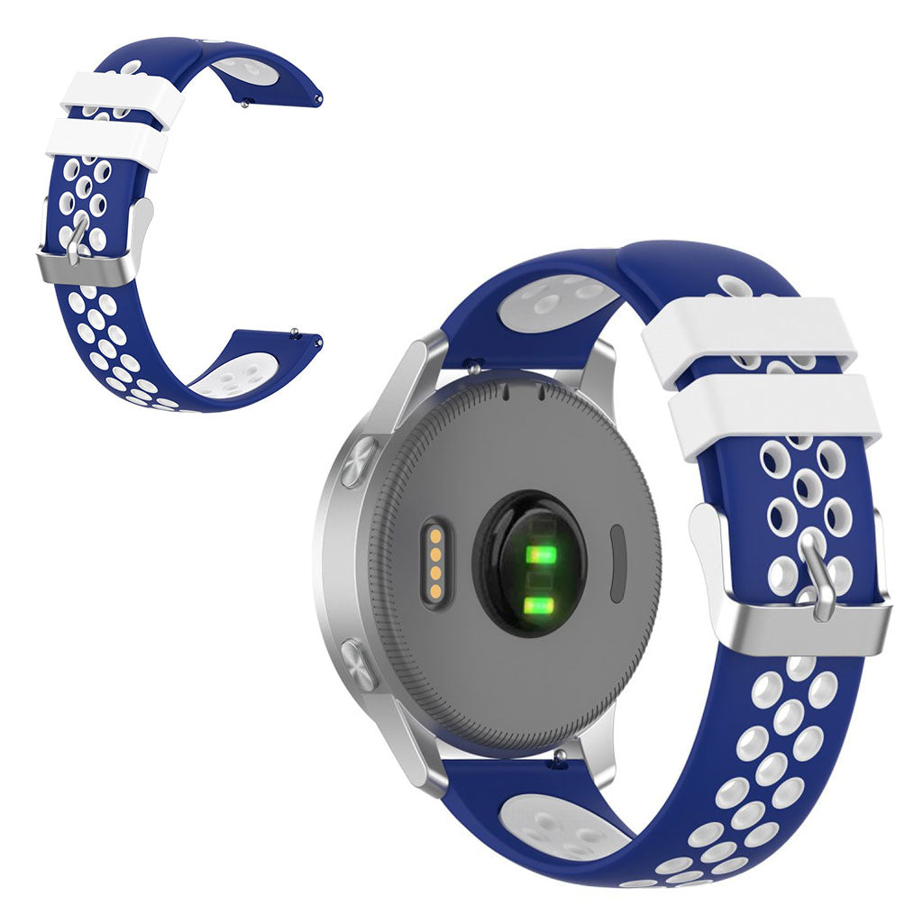 18mm Garmin Vivoactive 4S / Vivomove 3S kaksivärinen silikoninen ranneke - Sininen / Valkoinen