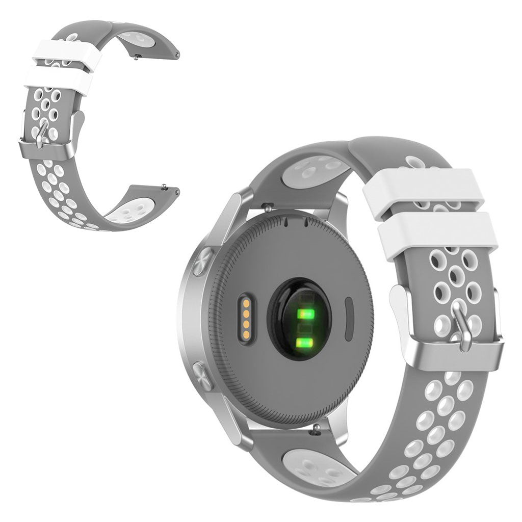 18mm Garmin Vivoactive 4S / Vivomove 3S kaksivärinen silikoninen ranneke - Harmaa / Valkoinen