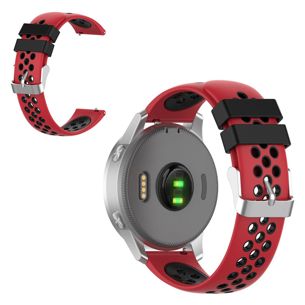 18mm Garmin Vivoactive 4S / Vivomove 3S kaksivärinen silikoninen ranneke - Punainen / Musta