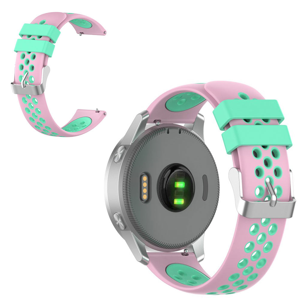 18mm Garmin Vivoactive 4S / Vivomove 3S kaksivärinen silikoninen ranneke - Pinkki / Syaani