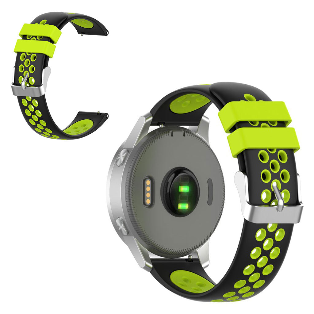 18mm Garmin Vivoactive 4S / Vivomove 3S kaksivärinen silikoninen ranneke - Musta / Vihreä