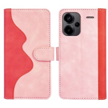 Kaksivärinen nahkainen läppäkotelo Xiaomi Redmi Note 13 Pro Plus - Pinkki