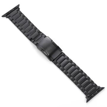 Apple Watch Series 49mm - 45mm - 44mm - 42mm Titanium Alloy Strap Turtleback Clasp - Musta