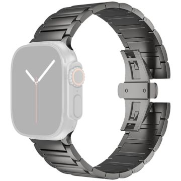 Apple Watch Series 49mm - 45mm - 44mm - 42mm metalliperhonen solki kellonauha - Musta