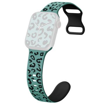 Apple Watch Series 49mm - 45mm - 44mm - 42mm Leopard silikoniranneke - Vihreä + Musta