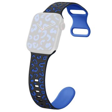 Apple Watch Series 49mm - 45mm - 44mm - 42mm Leopard silikoniranneke - Musta + Sininen