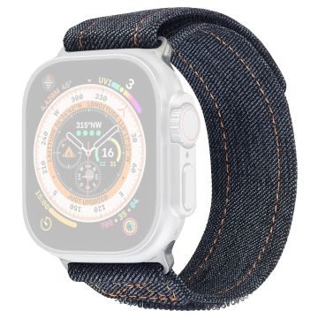 KALEBOL Denim-kellohihna Apple Watch Series 49mm - 45mm - 44mm - 42mm Magic Tape Band - Musta