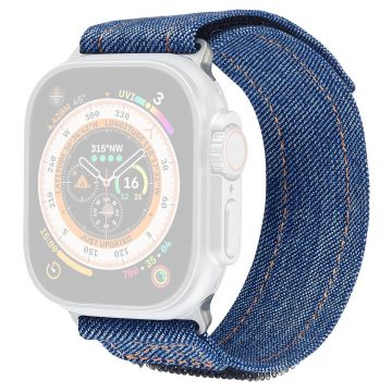 KALEBOL Denim-kellohihna Apple Watch Series 49mm - 45mm - 44mm - 42mm Magic Tape Band - Tummansininen