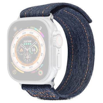 KALEBOL Denim-kellohihna Apple Watch Series 49mm - 45mm - 44mm - 42mm Magic Tape Band - Tummanharmaa