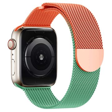 Apple Watch Series 49mm - 45mm - 44mm - 42mm - Gradient Milanese Strap - Oranssi + Vihreä