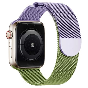 Apple Watch Series 49mm - 45mm - 44mm - 42mm - Gradient Milanese Strap - Violetti + Vihreä