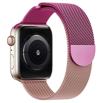 Apple Watch Series 49mm - 45mm - 44mm - 42mm - Gradient Milanese Strap - Violetti + Ruusu Vaaleanpunainen