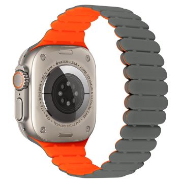 Apple Watch Series 49mm - 45mm - 44mm - 42mm Bamboo Joint Strap - Harmaa + Oranssi