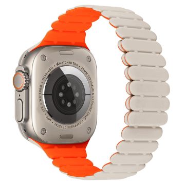 Apple Watch Series 49mm - 45mm - 44mm - 42mm Bamboo Joint Strap - Starlight + Oranssi