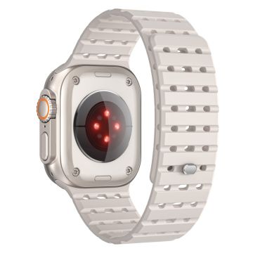 Apple Watch Series 49mm - 45mm - 44mm - 42mm hengittävä silikoniranneke - Starlight