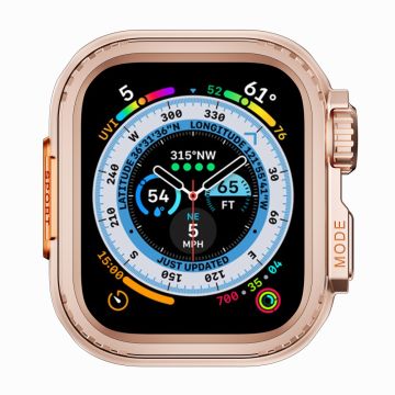 Kotelo Apple Watch Series 4 / 5 / 6 / SE / SE (2022) / SE (2023) 44mm metallinen suojakehys - Ruusukulta