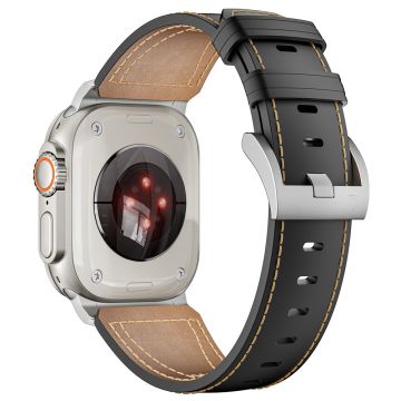 Apple Watch Series 49mm - 45mm - 44mm - 42mm aito naudannahkaranneke - Oranssi