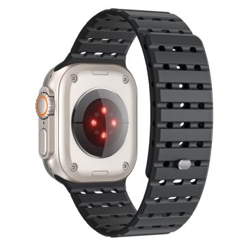 Apple Watch Series 49mm - 45mm - 44mm - 42mm magneettinen silikoninen ranneke - Musta